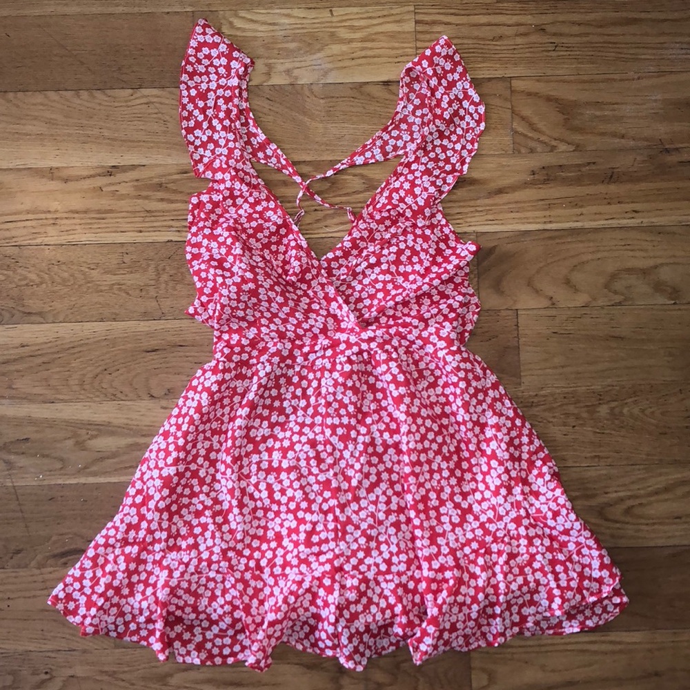 Red and white cross front and back romper